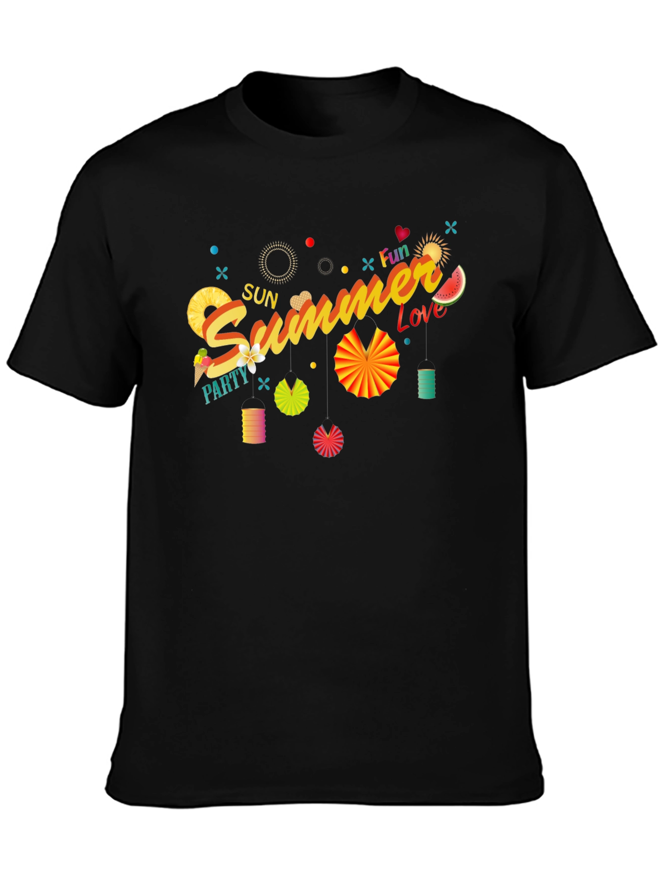 Summer Fun Black Graphic T-Shirt
