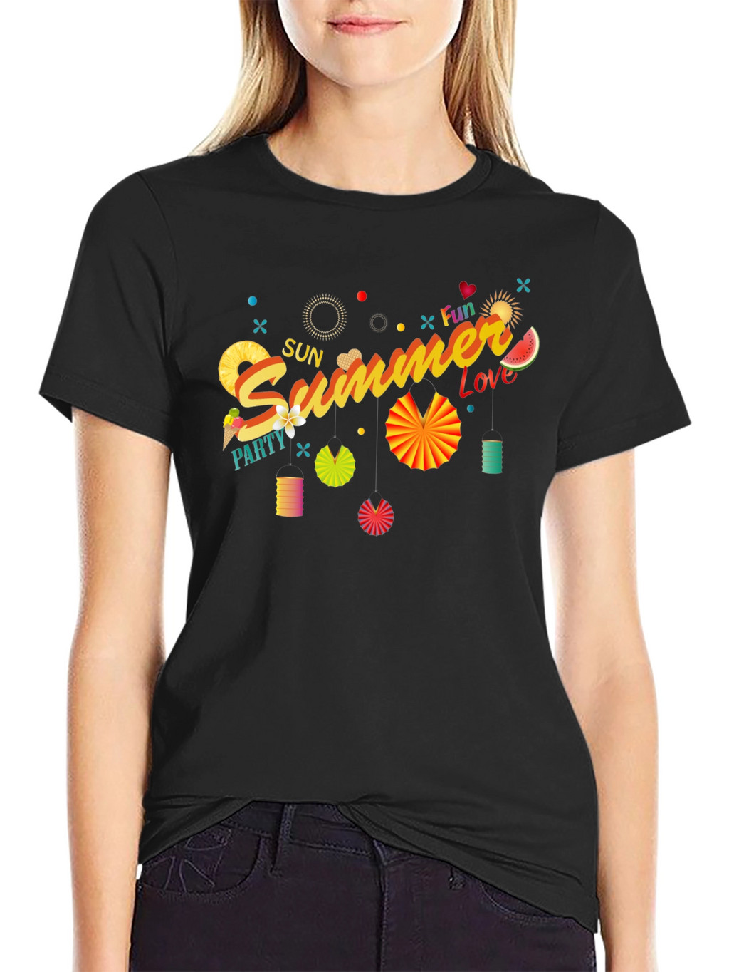 Summer Fun Black Graphic T-Shirt