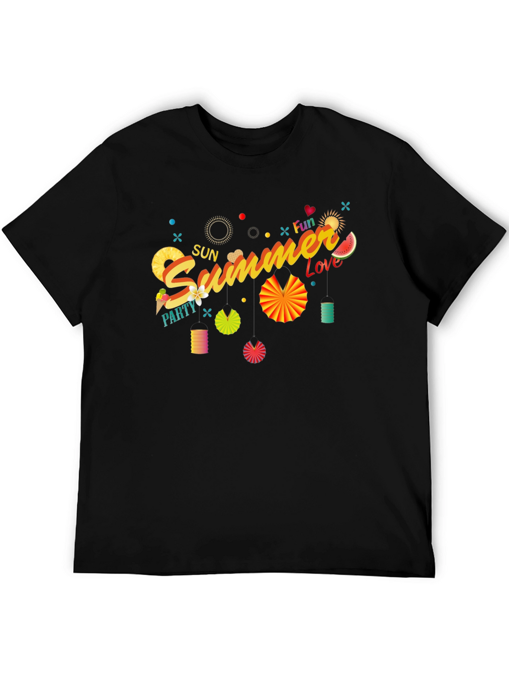 Summer Fun Black Graphic T-Shirt