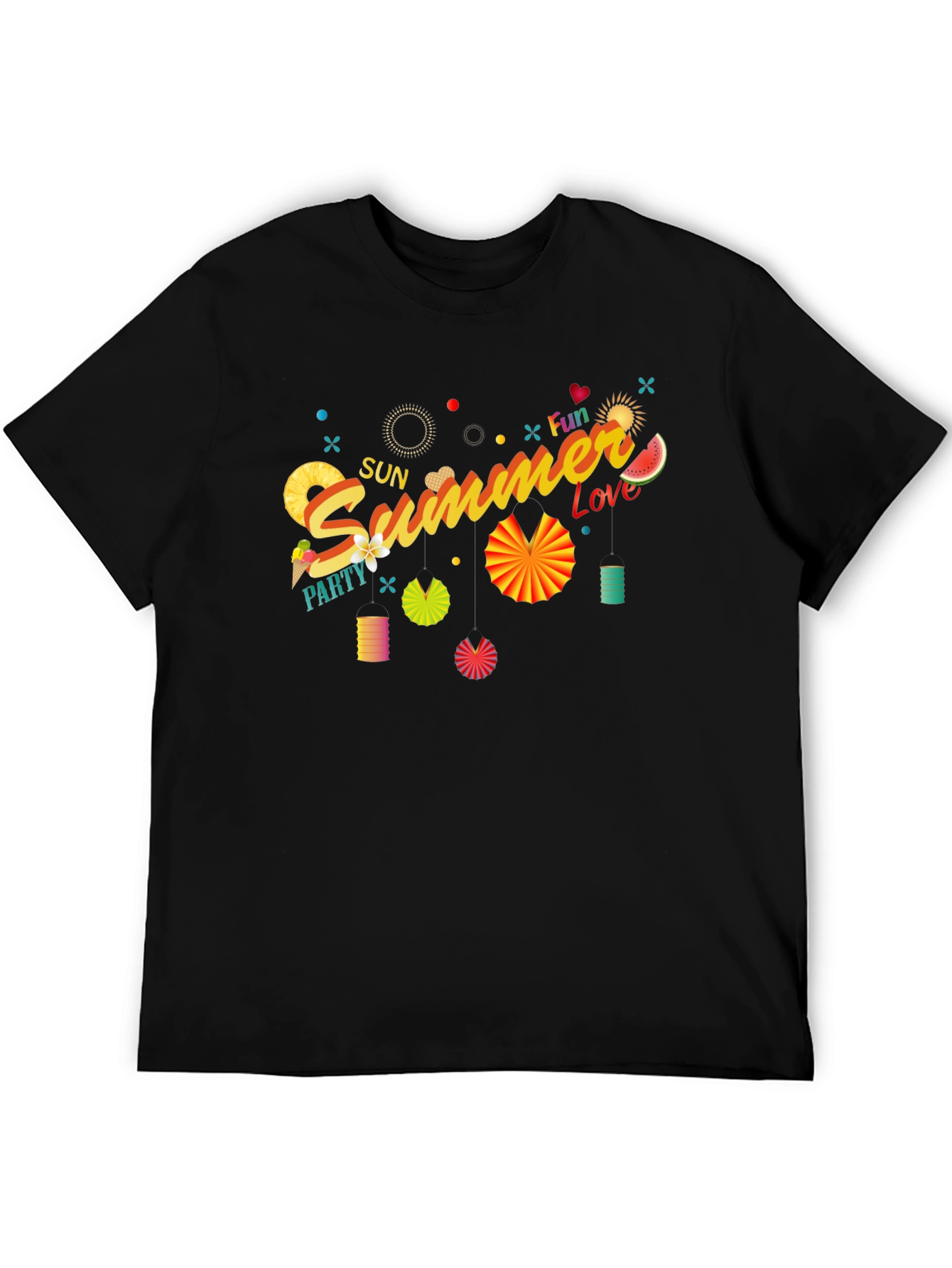Summer Fun Black Graphic T-Shirt