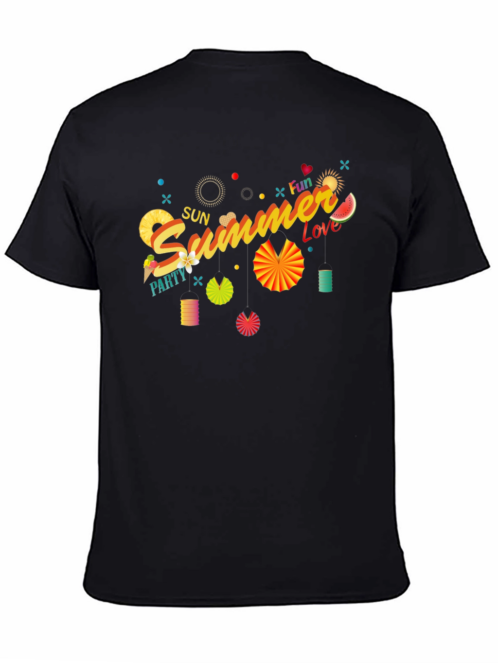 Summer Fun Black Graphic T-Shirt