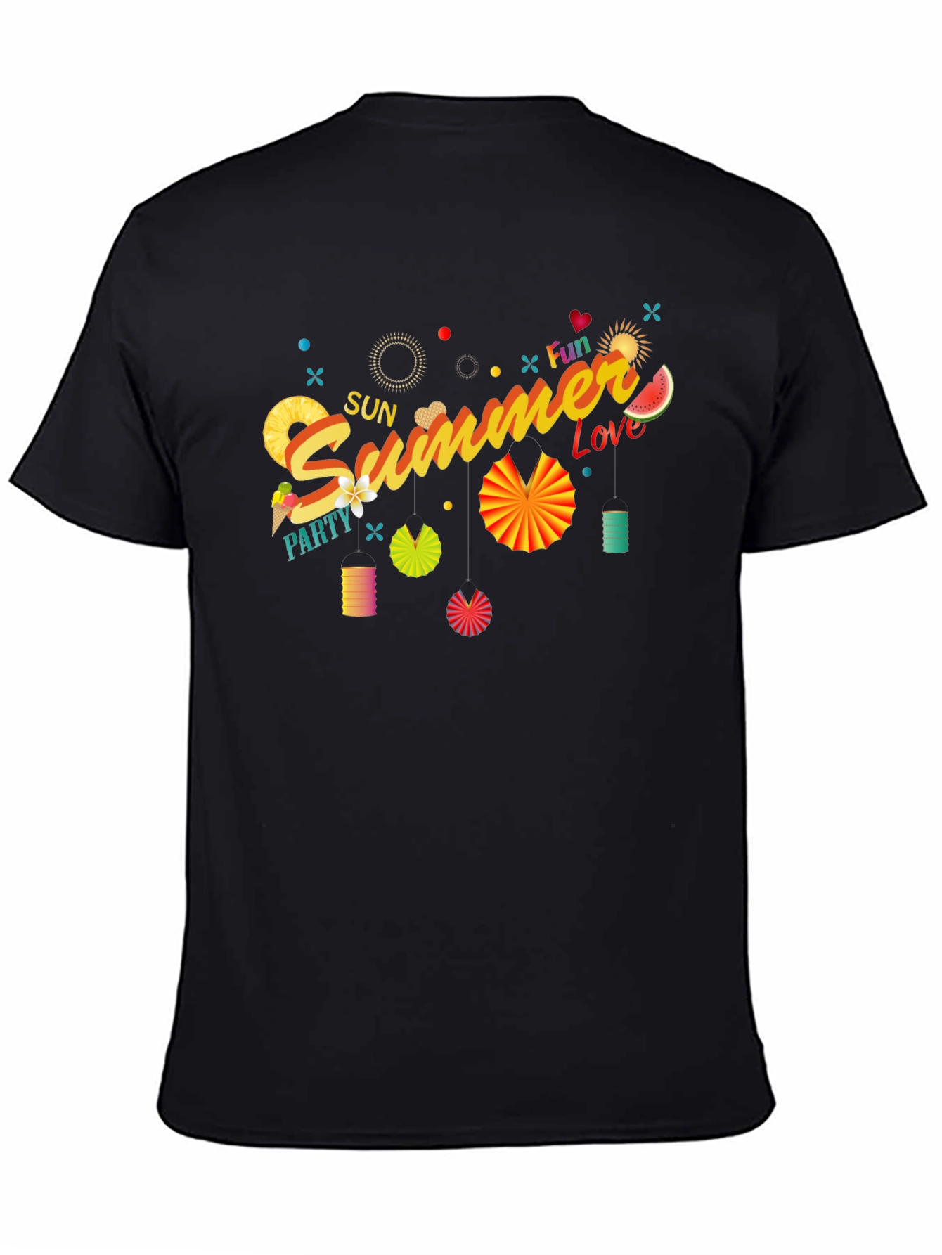 Summer Fun Black Graphic T-Shirt