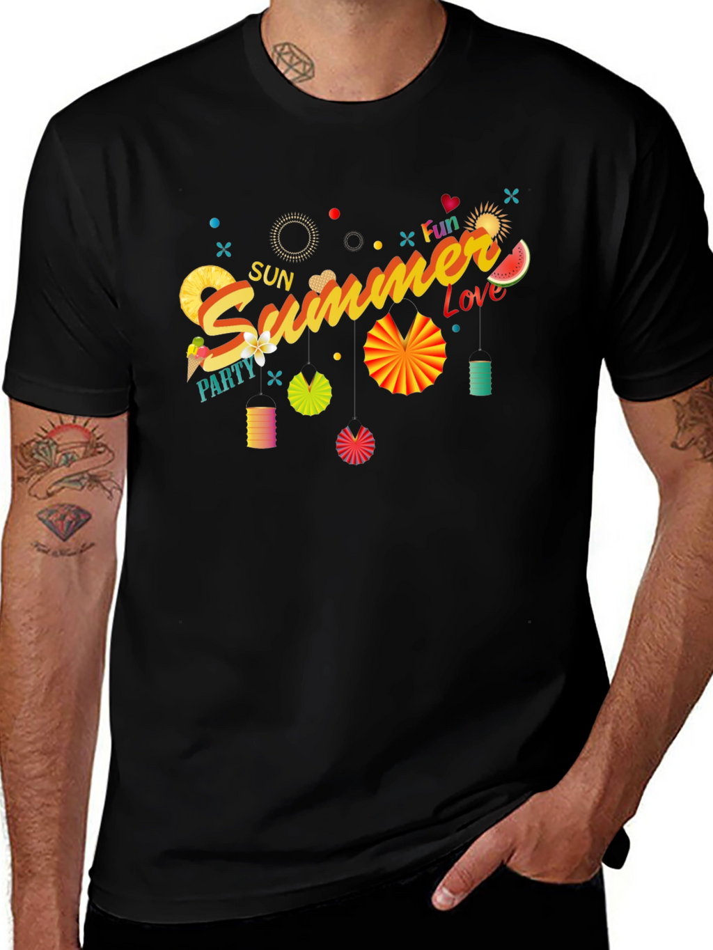 Summer Fun Black Graphic T-Shirt