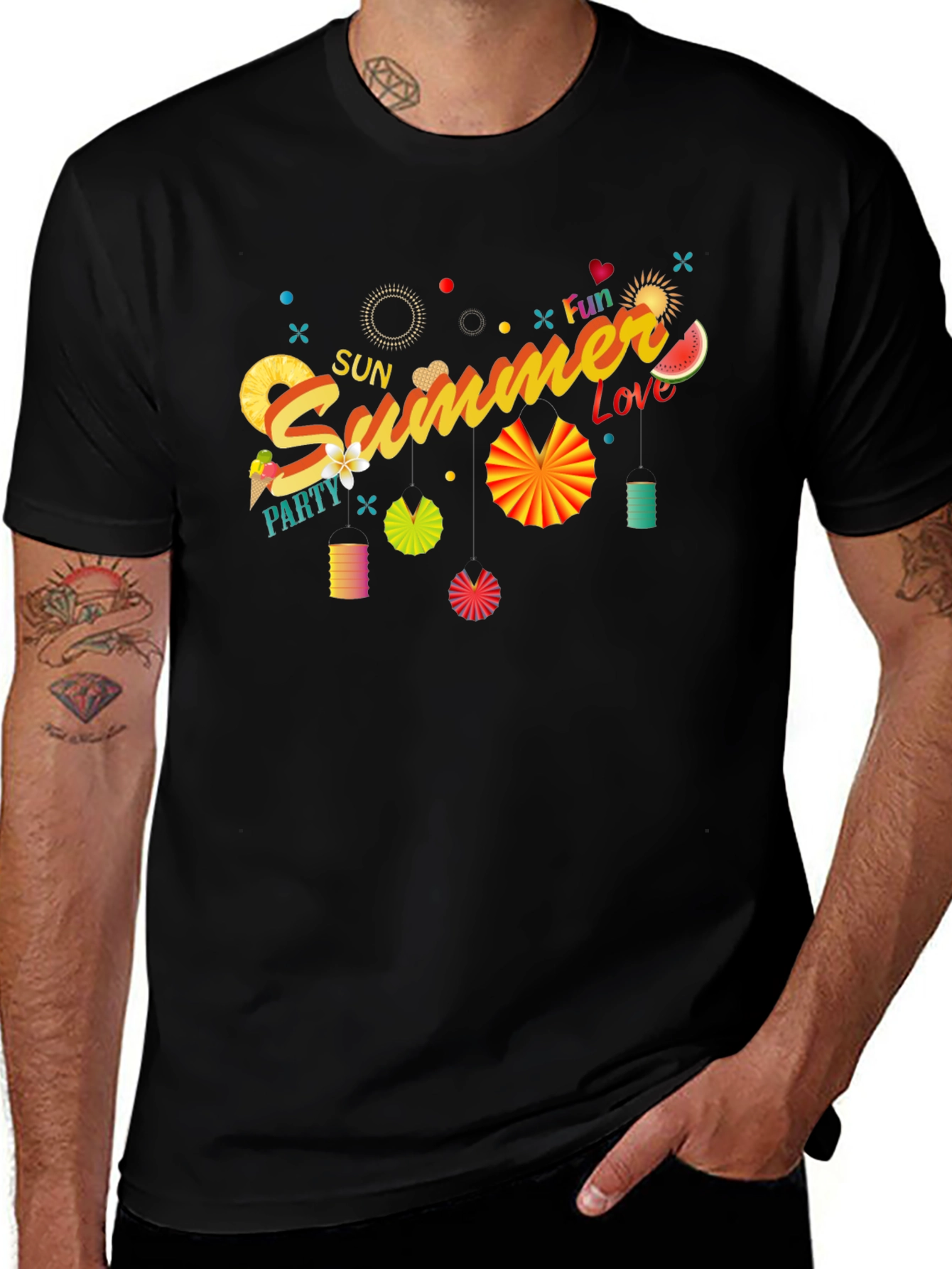 Summer Fun Black Graphic T-Shirt