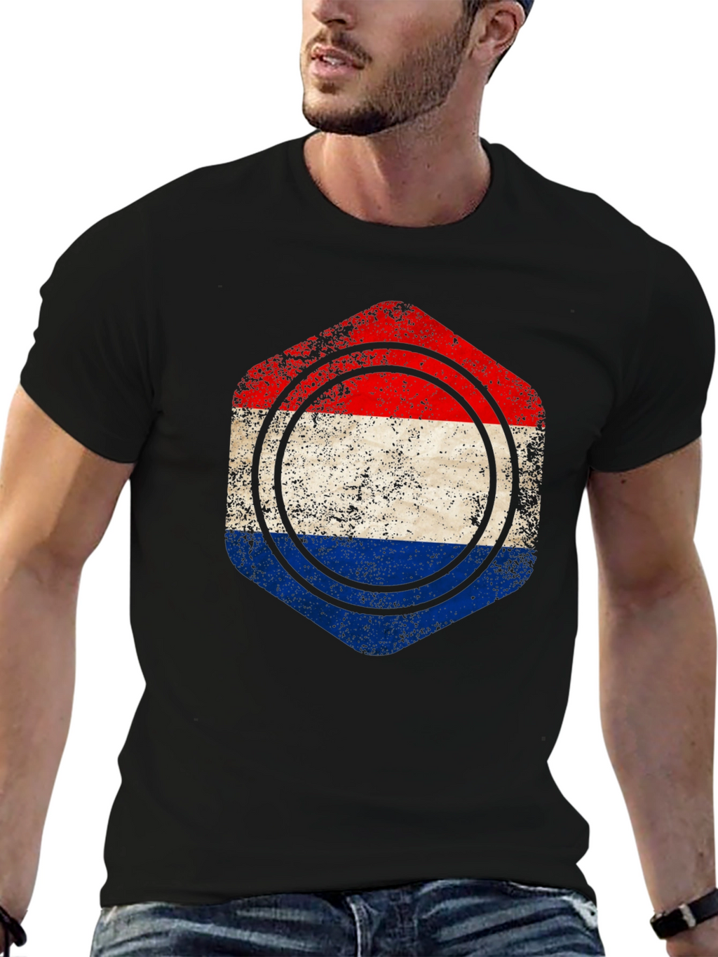 Netherlands Flag Distressed Graphic Tee