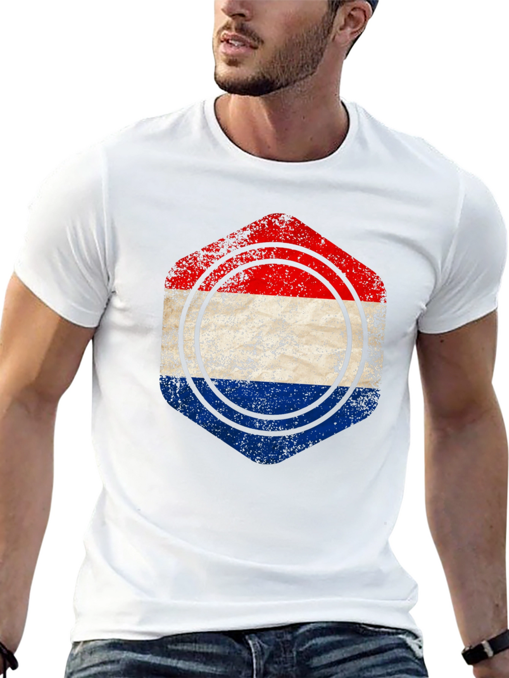 Netherlands Flag Distressed Graphic Tee