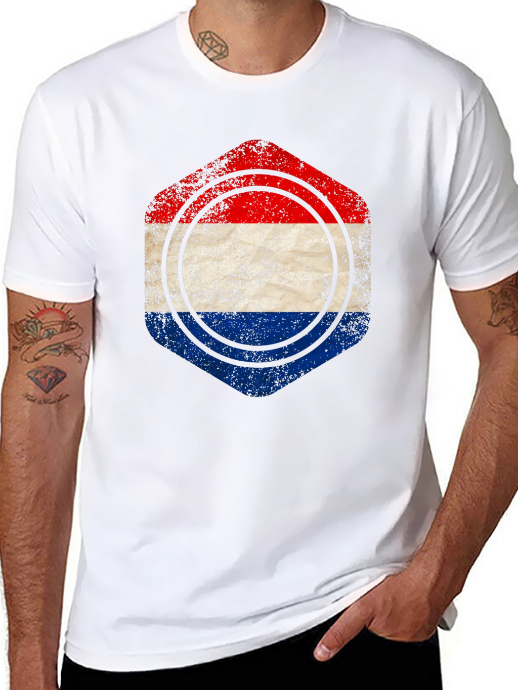 Netherlands Flag Distressed Graphic Tee