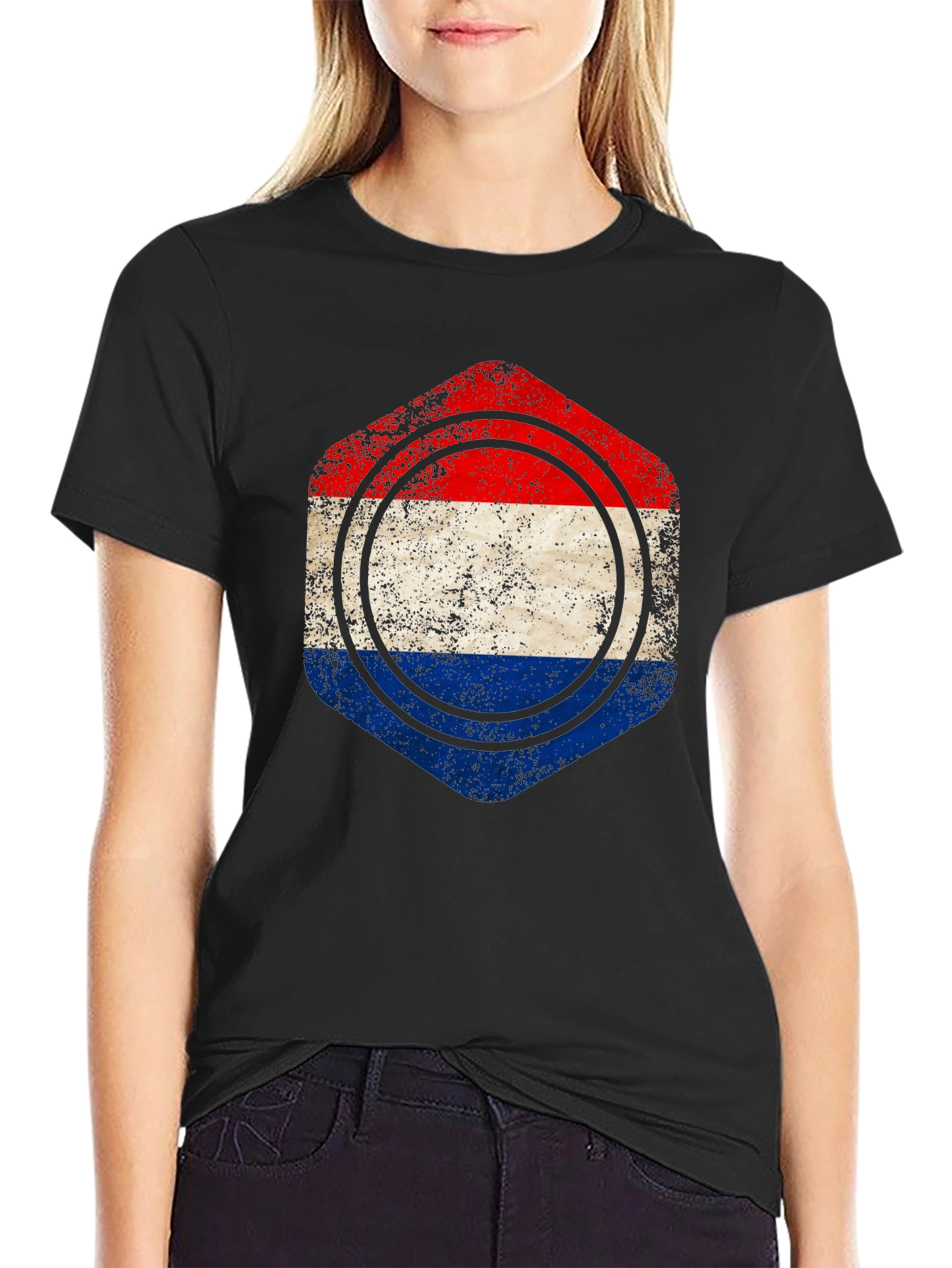 Netherlands Flag Distressed Graphic Tee