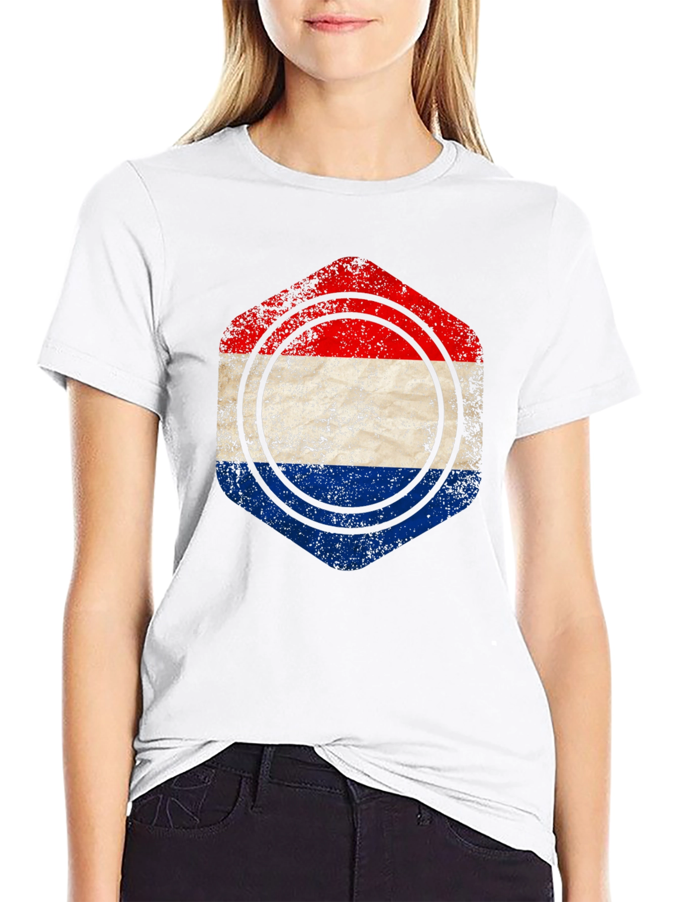 Netherlands Flag Distressed Graphic Tee