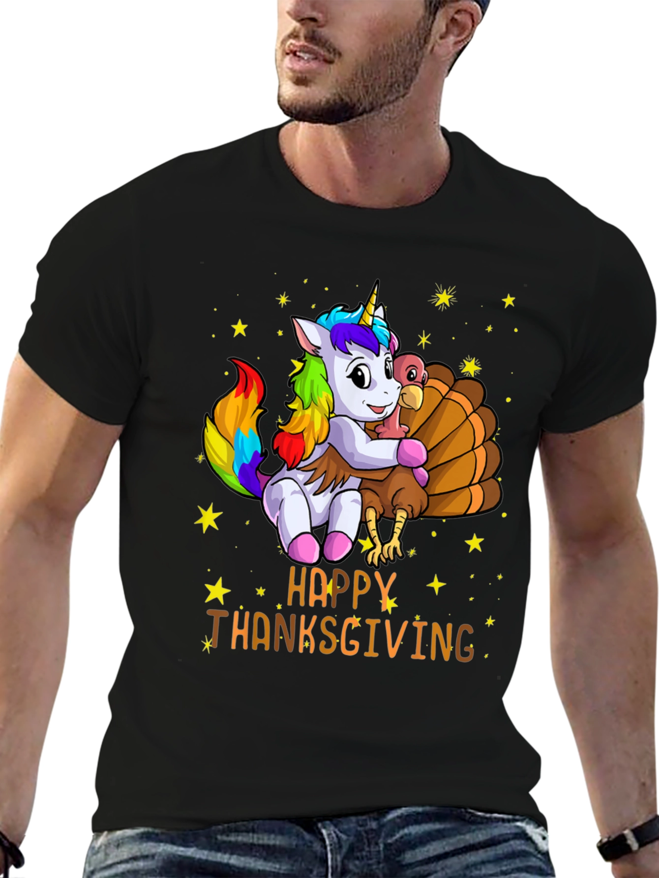 Happy Thanksgiving Unicorn Turkey Hug T-Shirt