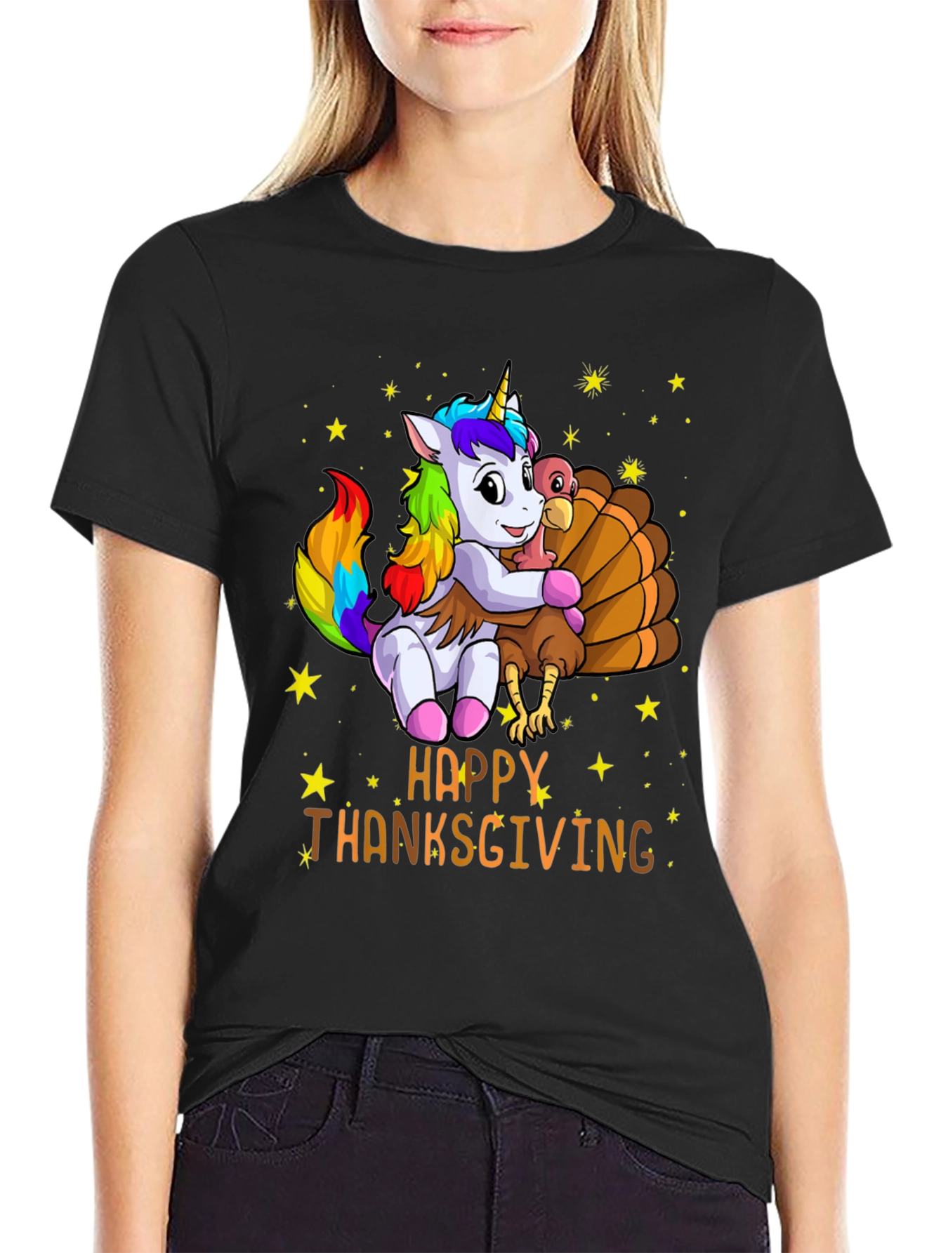 Happy Thanksgiving Unicorn Turkey Hug T-Shirt