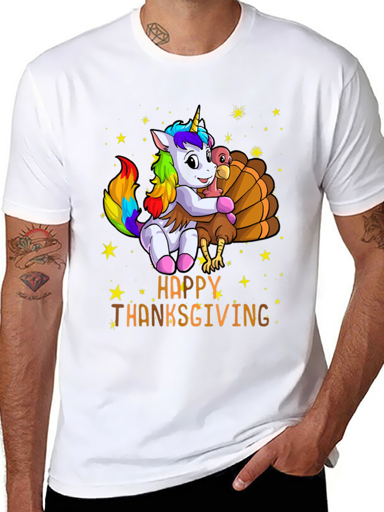 Happy Thanksgiving Unicorn Turkey Hug T-Shirt