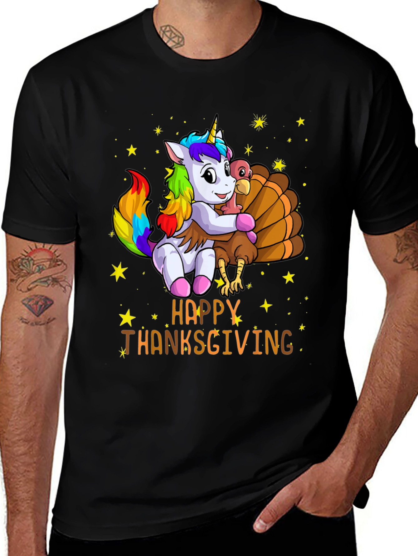 Happy Thanksgiving Unicorn Turkey Hug T-Shirt