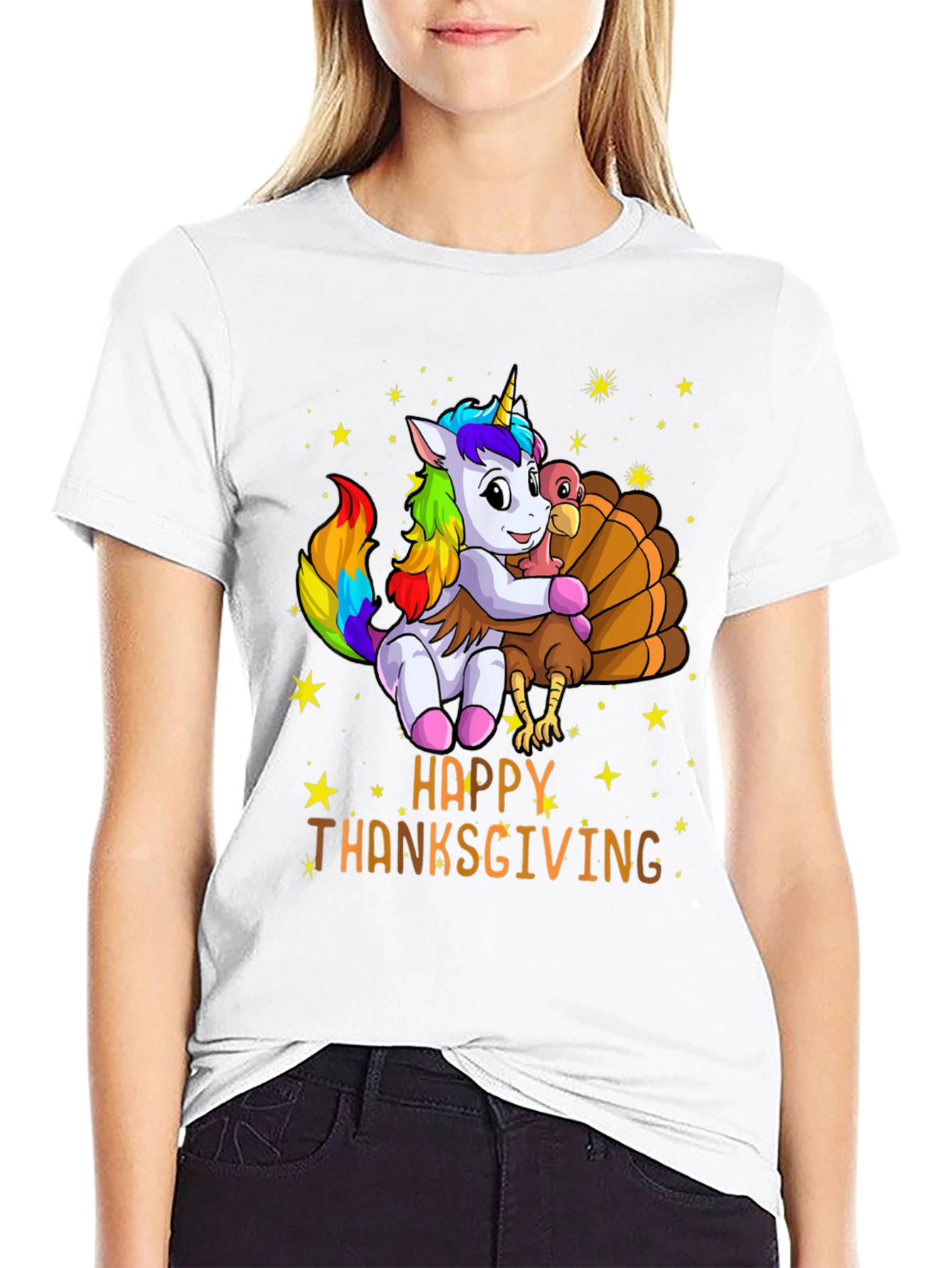 Happy Thanksgiving Unicorn Turkey Hug T-Shirt