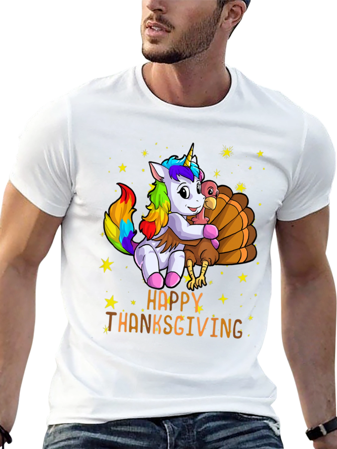 Happy Thanksgiving Unicorn Turkey Hug T-Shirt