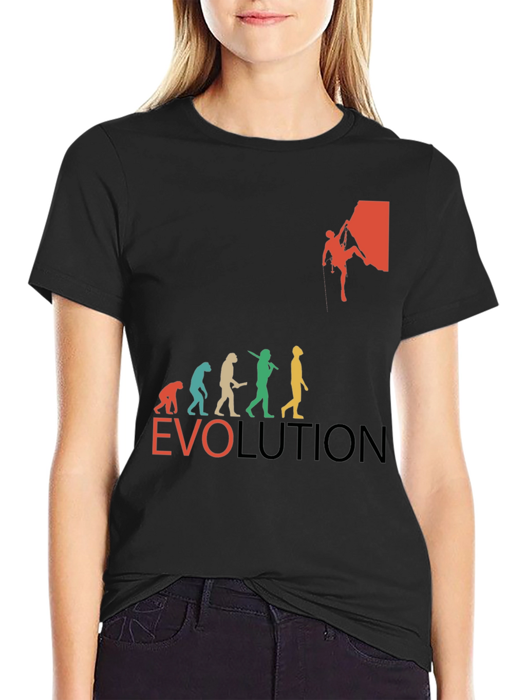 Evolution of Climbing T-Shirt - Black Crew Neck