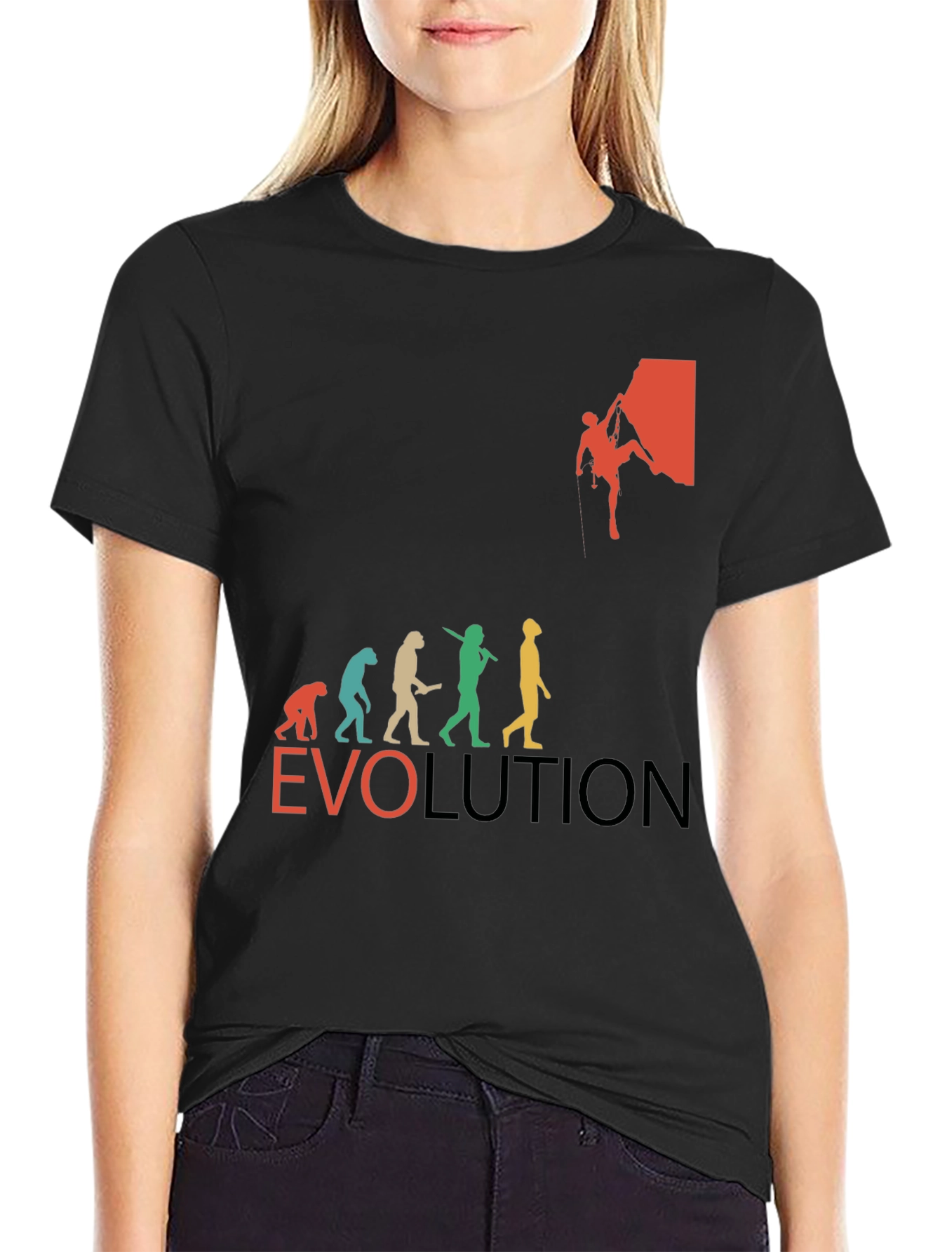 Evolution of Climbing T-Shirt - Black Crew Neck