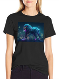 Cyberpunk Lion Graphic Black T-Shirt