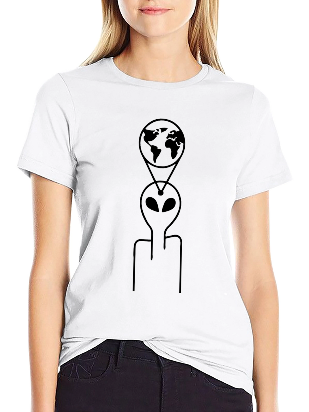 Alien Earth Graphic Tee - Black Cotton T-Shirt