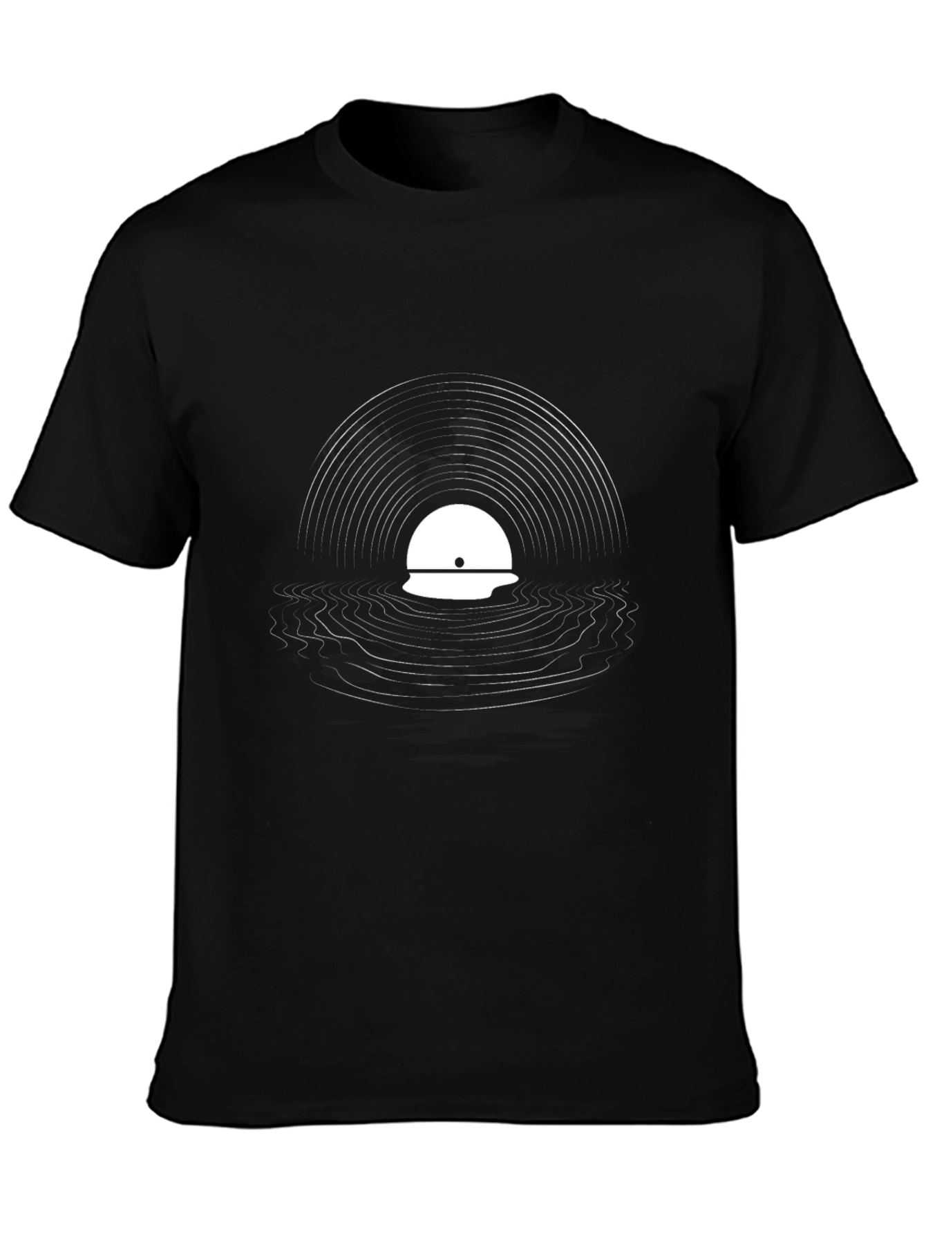 Abstract Record & Hard Hat Graphic Tee - Modern Style