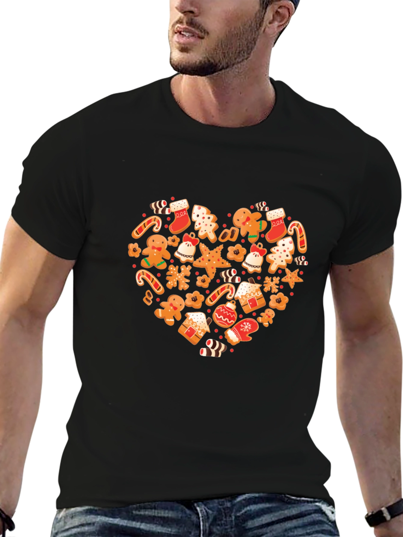 Festive Holiday Gingerbread Heart Graphic Tee