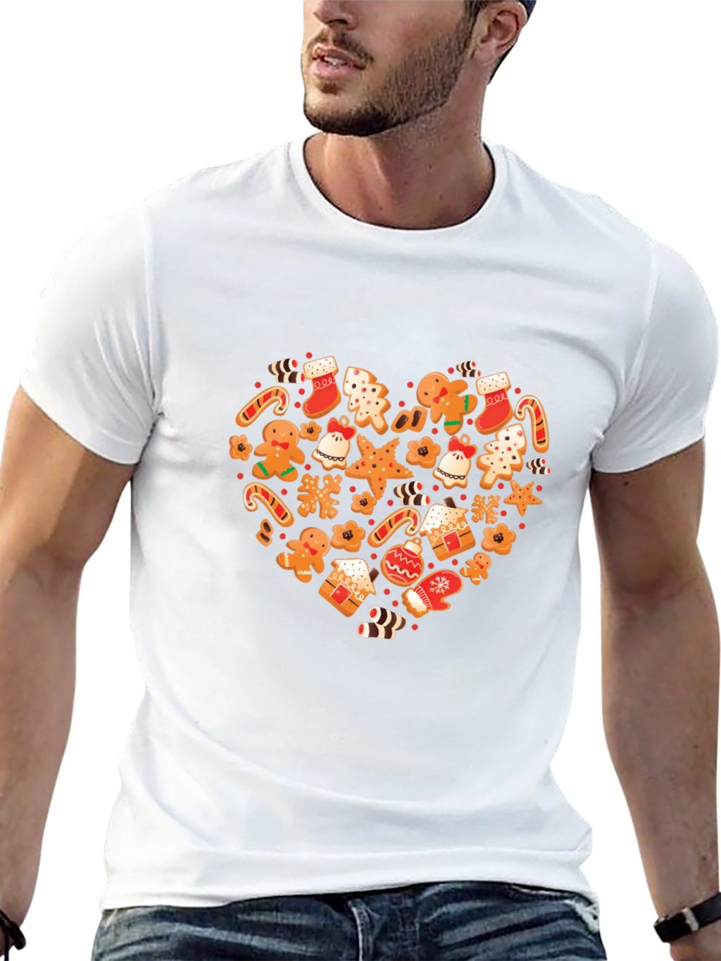 Festive Holiday Gingerbread Heart Graphic Tee