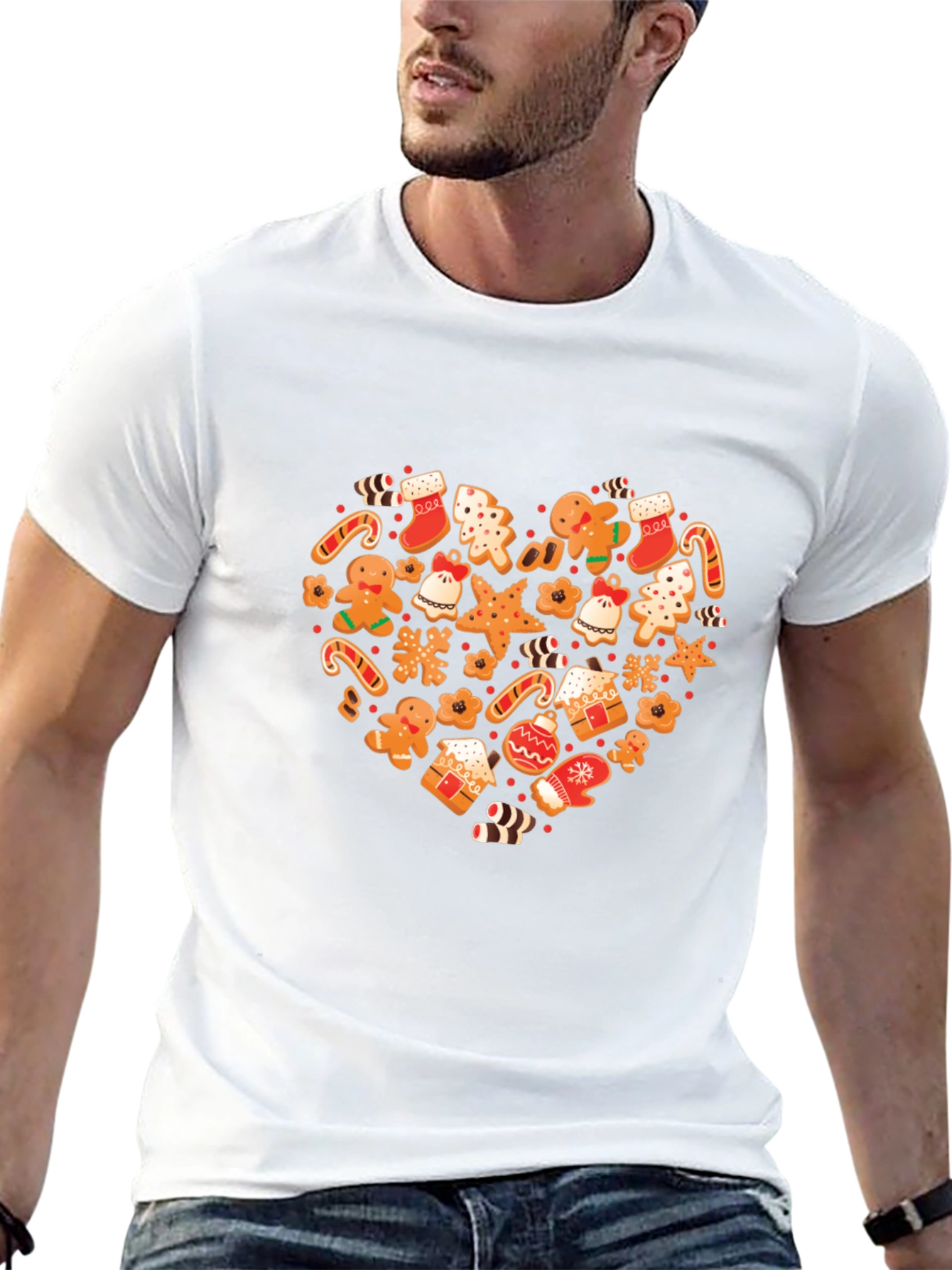 Festive Holiday Gingerbread Heart Graphic Tee