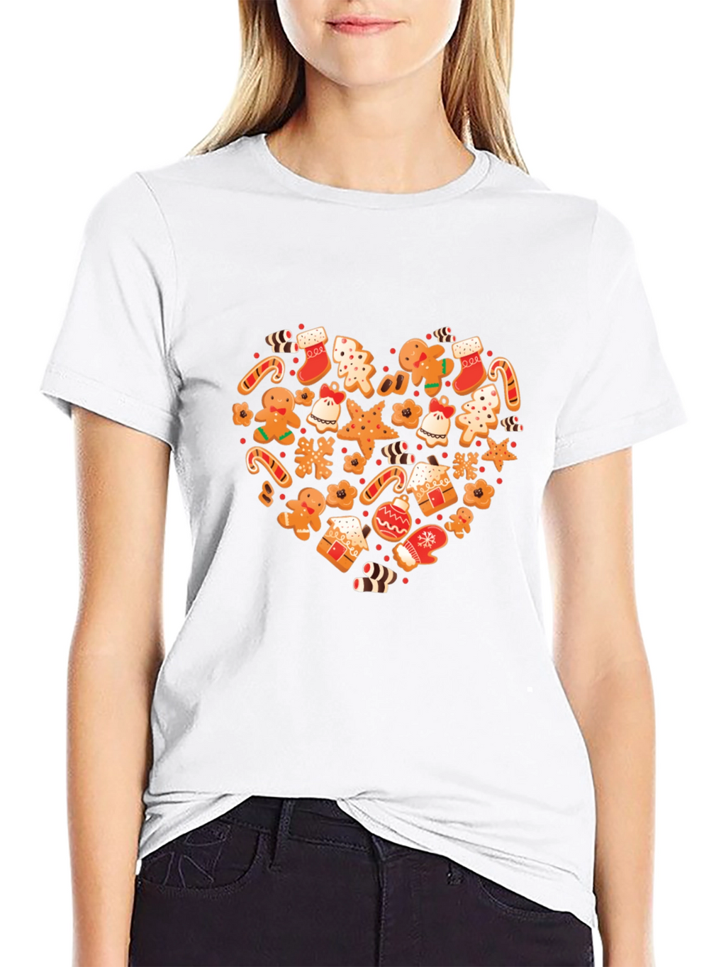 Festive Holiday Gingerbread Heart Graphic Tee