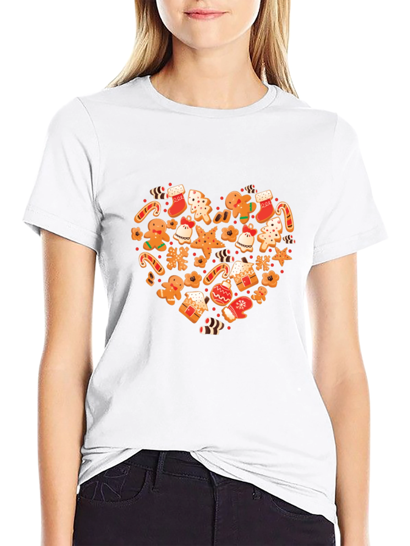 Festive Holiday Gingerbread Heart Graphic Tee