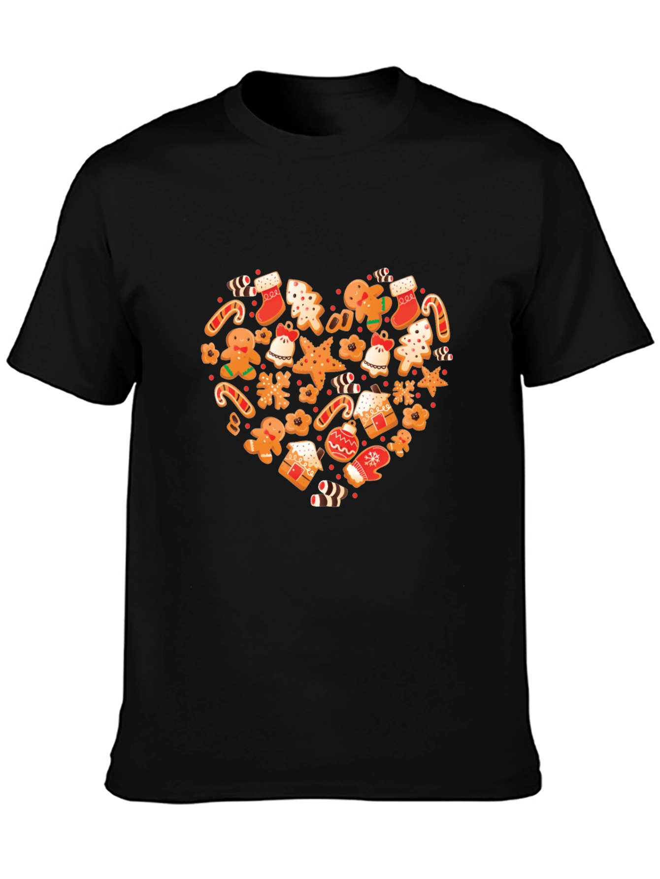 Festive Holiday Gingerbread Heart Graphic Tee