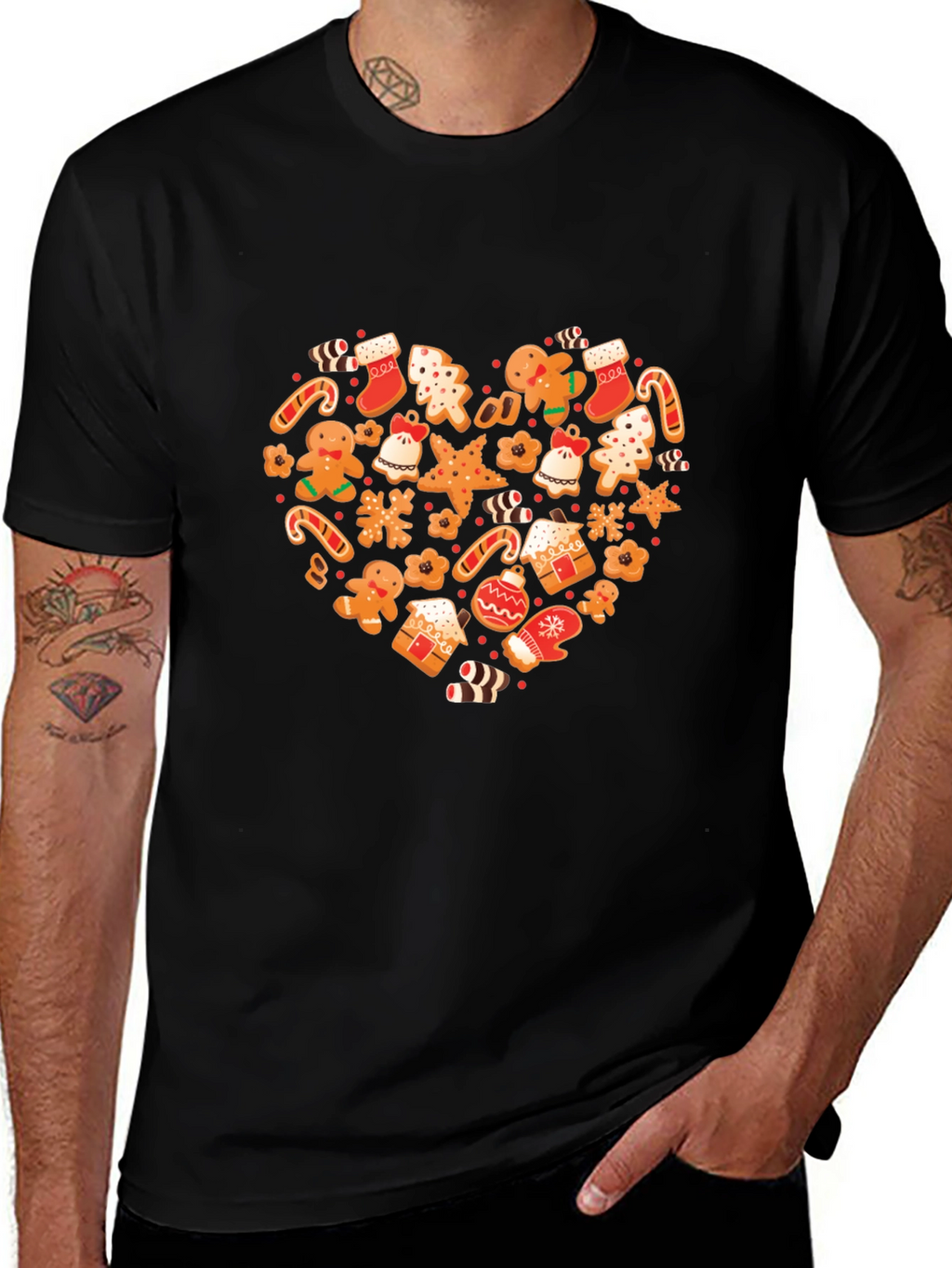 Festive Holiday Gingerbread Heart Graphic Tee