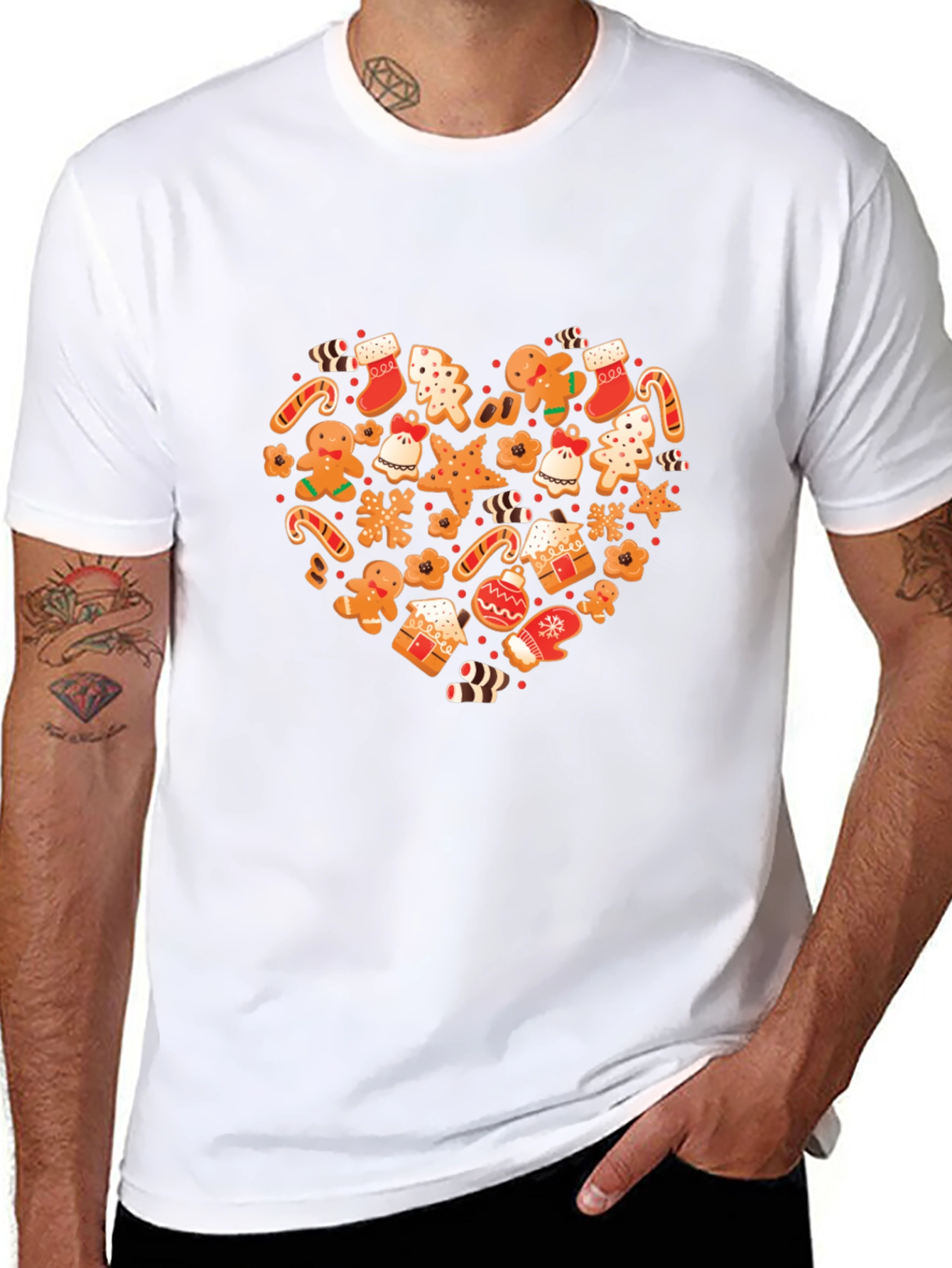 Festive Holiday Gingerbread Heart Graphic Tee