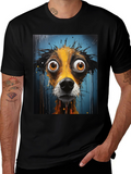 Funny Dog Art Graphic Tee - Black