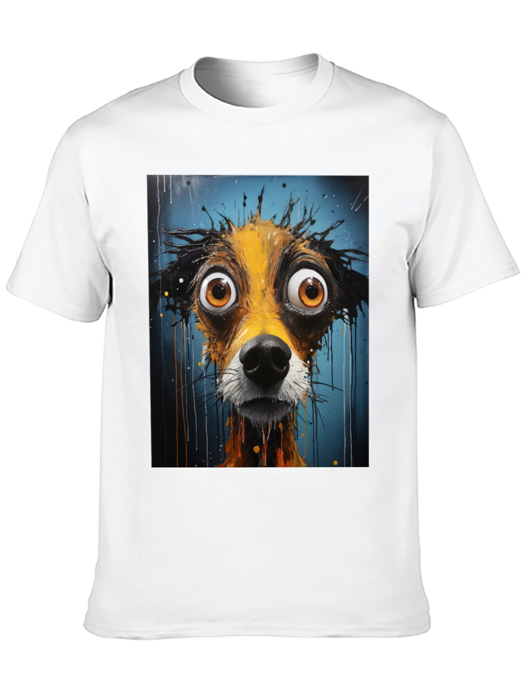 Funny Dog Art Graphic Tee - Black