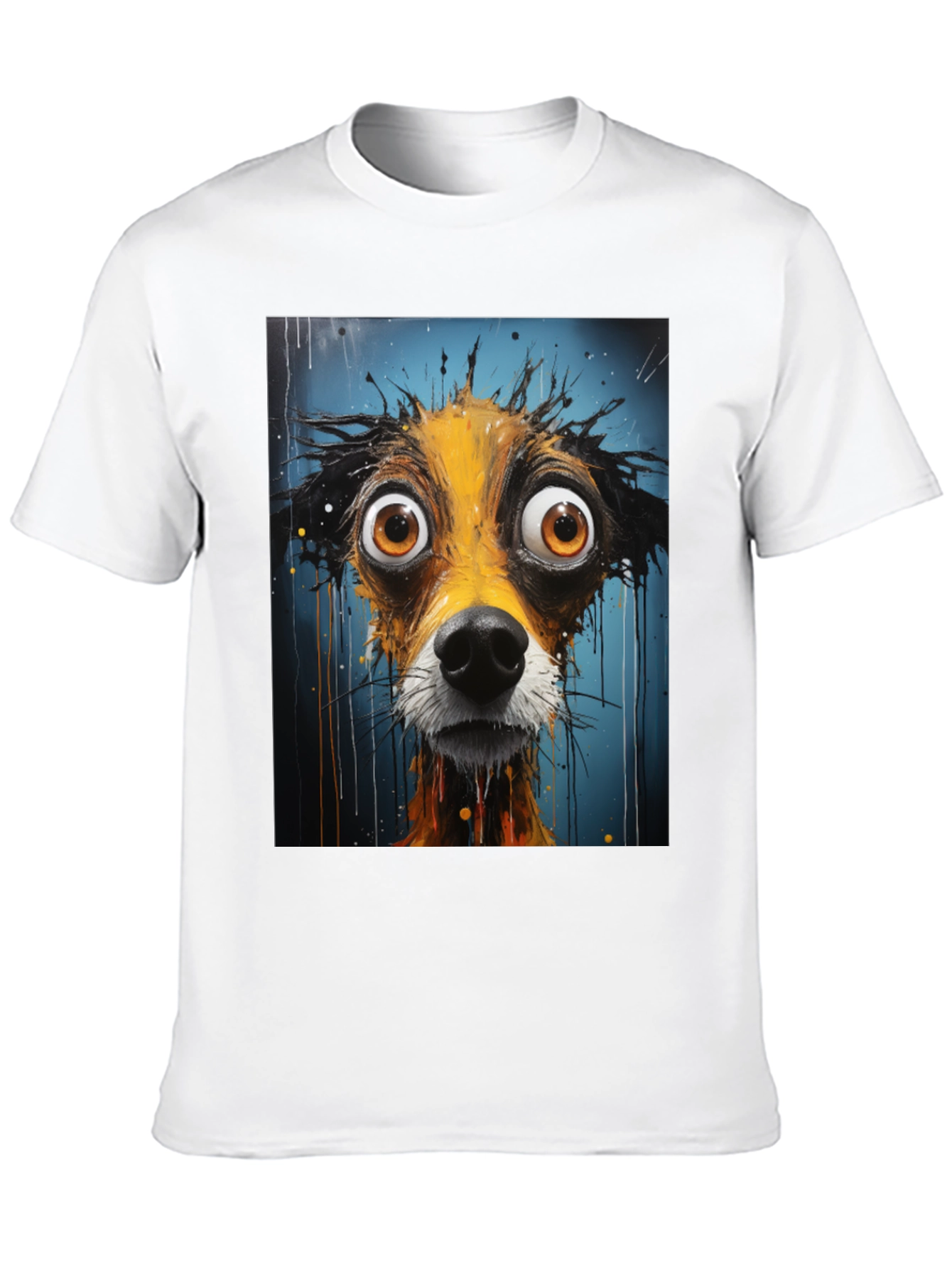 Funny Dog Art Graphic Tee - Black