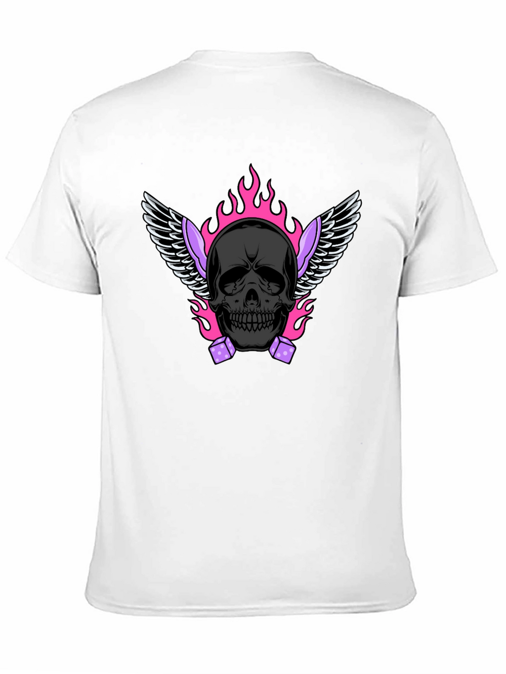 Skull with Wings and Dice Graphic T-Shirt