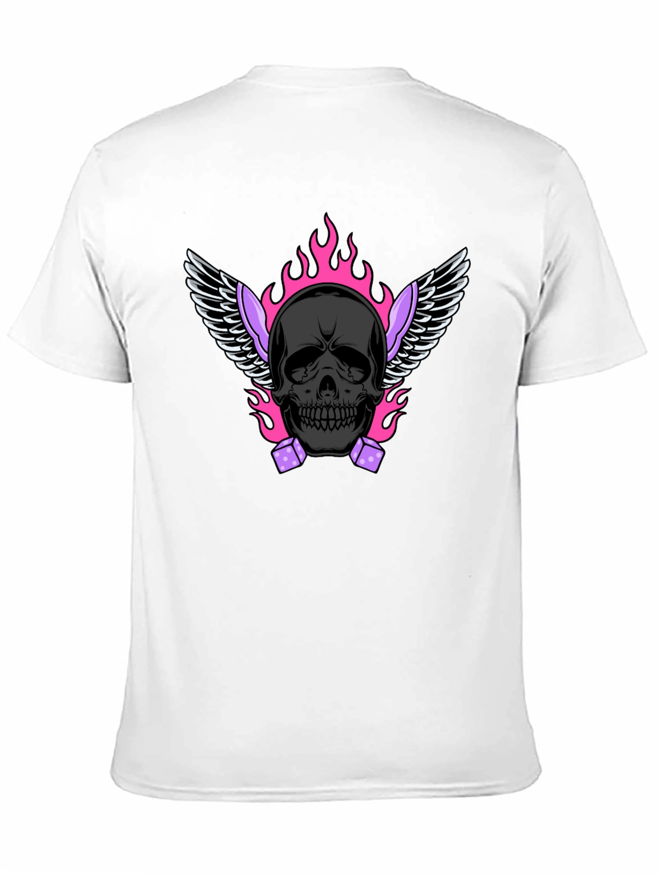 Skull with Wings and Dice Graphic T-Shirt