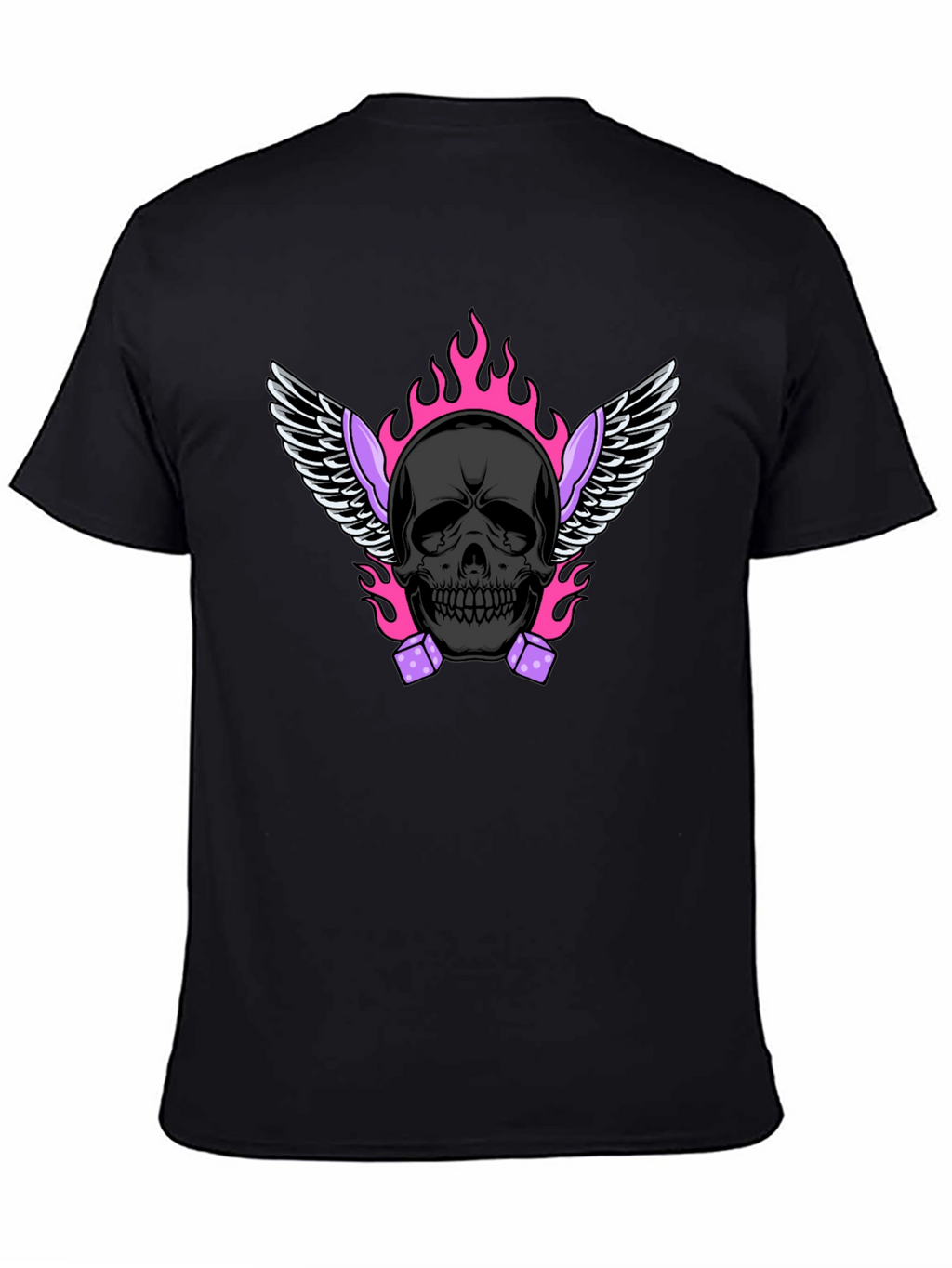 Skull with Wings and Dice Graphic T-Shirt