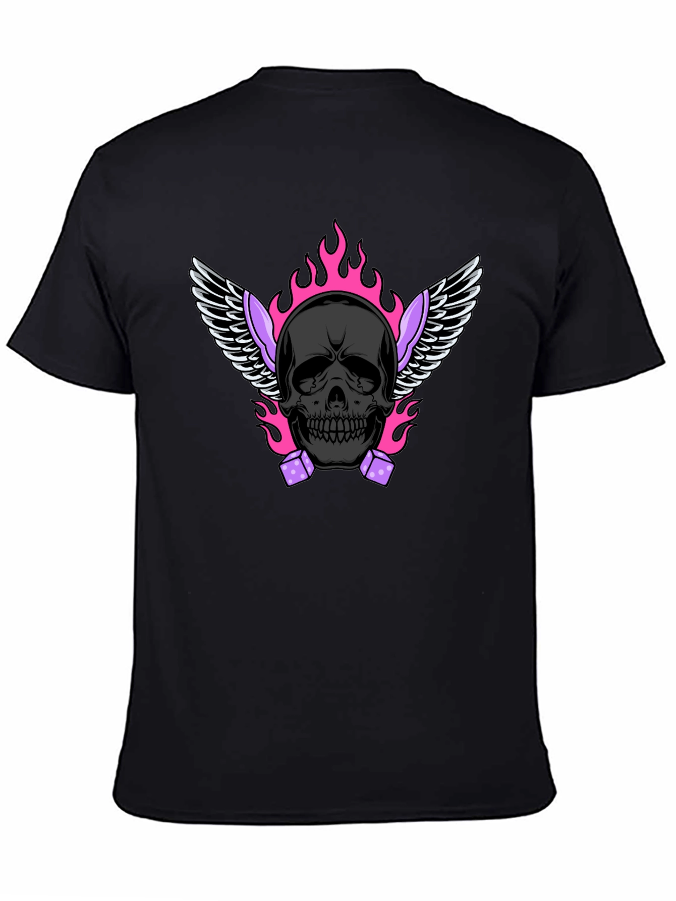 Skull with Wings and Dice Graphic T-Shirt