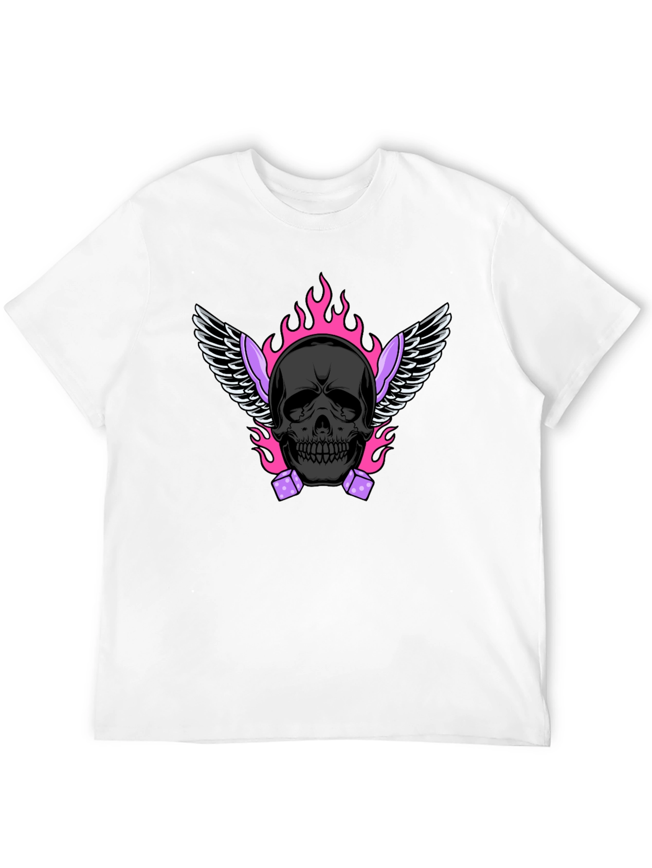 Skull with Wings and Dice Graphic T-Shirt