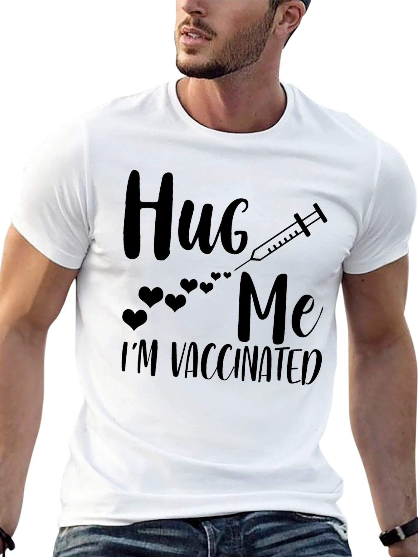 Hug Me Im Vaccinated Black T-Shirt