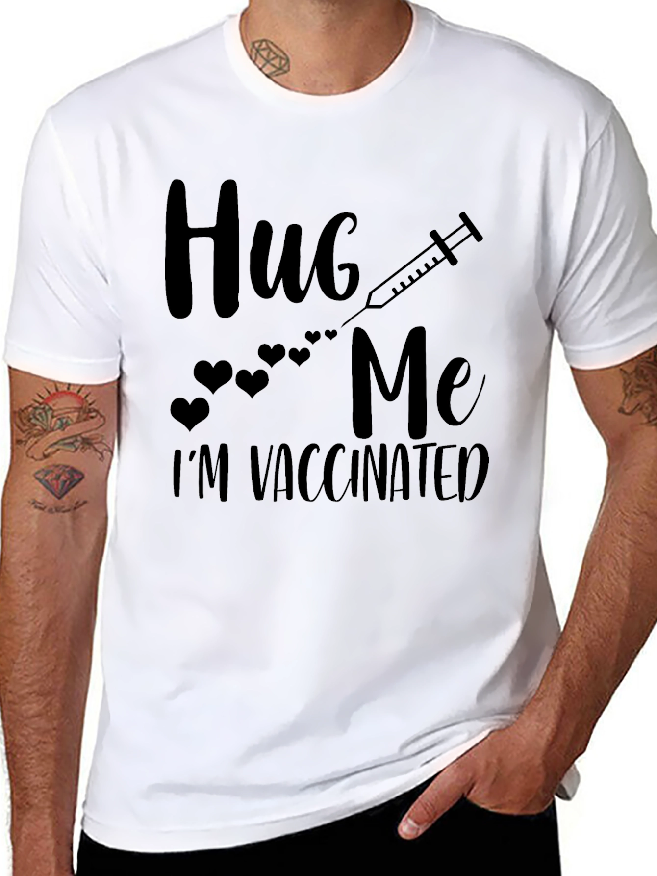 Hug Me Im Vaccinated Black T-Shirt