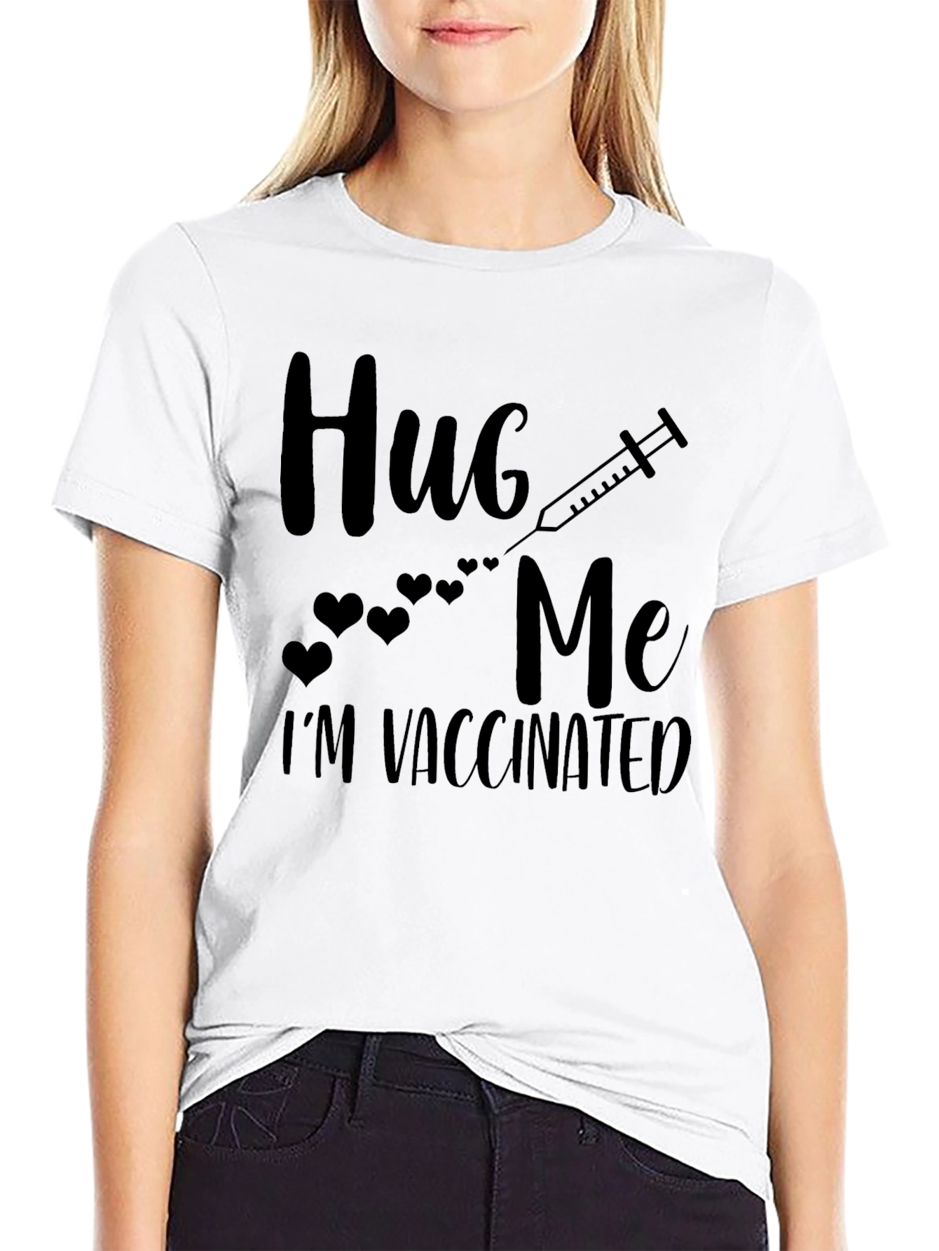 Hug Me Im Vaccinated Black T-Shirt