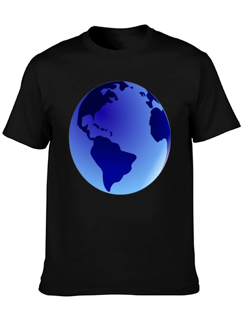 Earth Globe Graphic Tee - Mens Casual Black T-Shirt