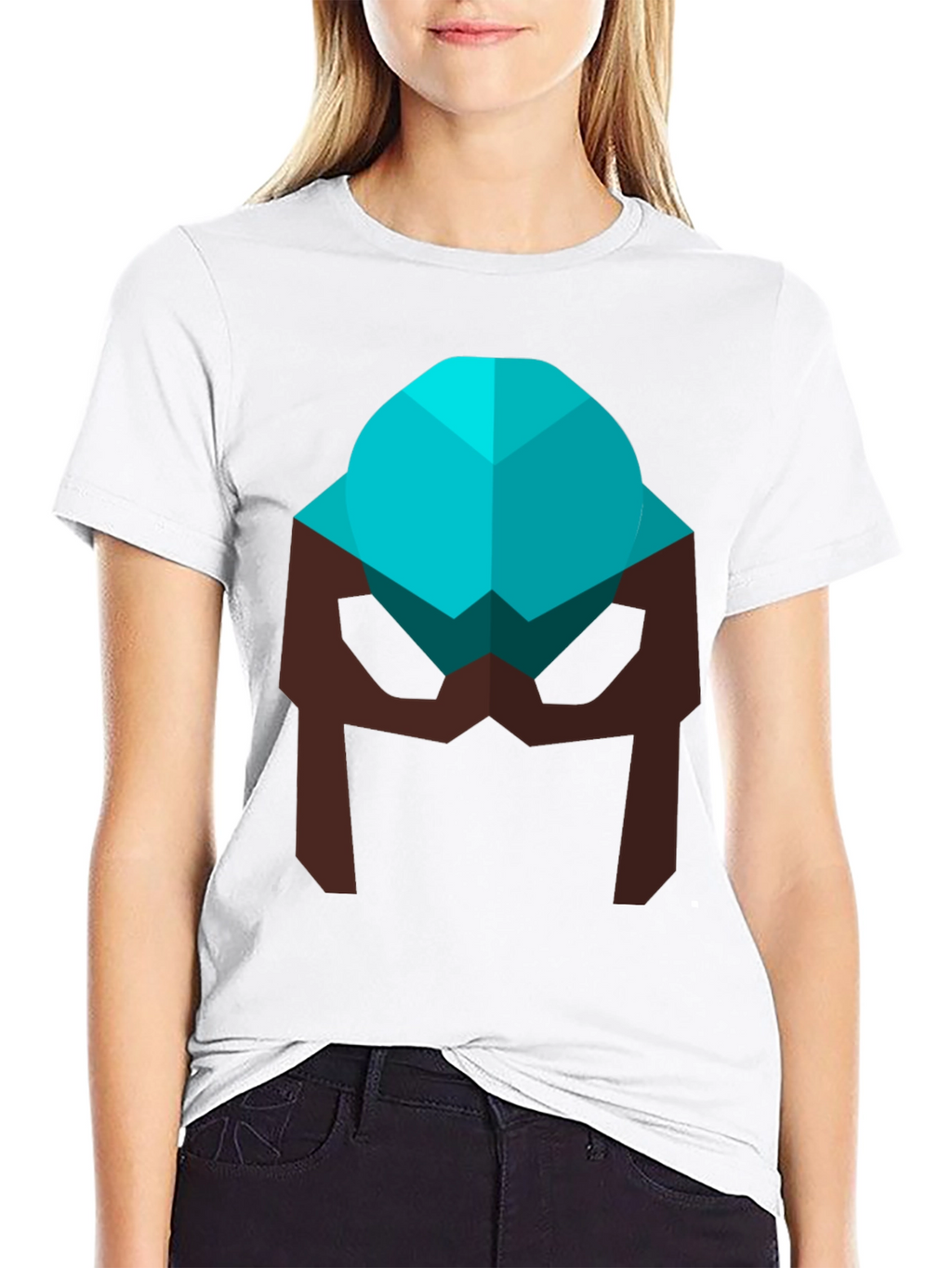 Geometric Helmet Graphic Tee - Modern Casual Style