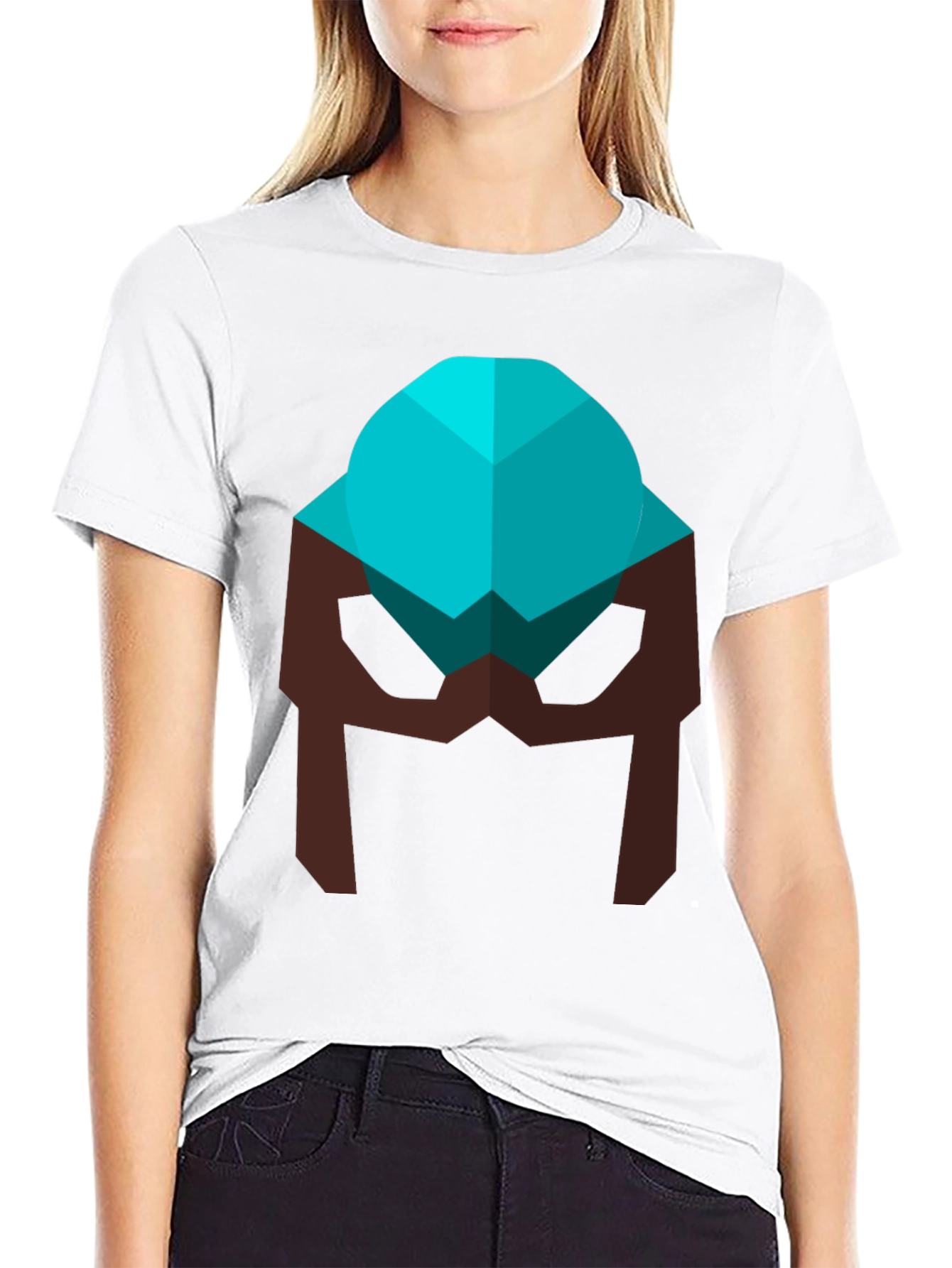 Geometric Helmet Graphic Tee - Modern Casual Style
