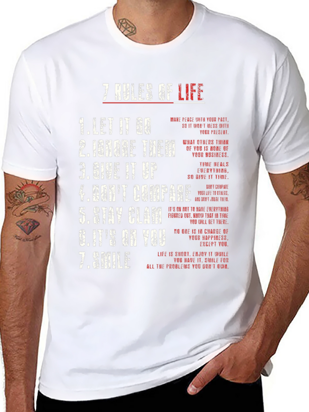 7 Rules of Life Graphic Tee - Motivational T-Shirt