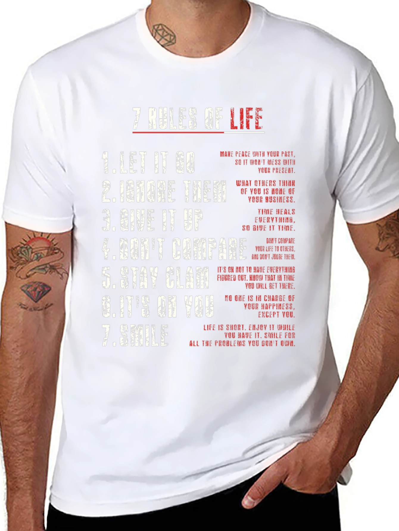 7 Rules of Life Graphic Tee - Motivational T-Shirt
