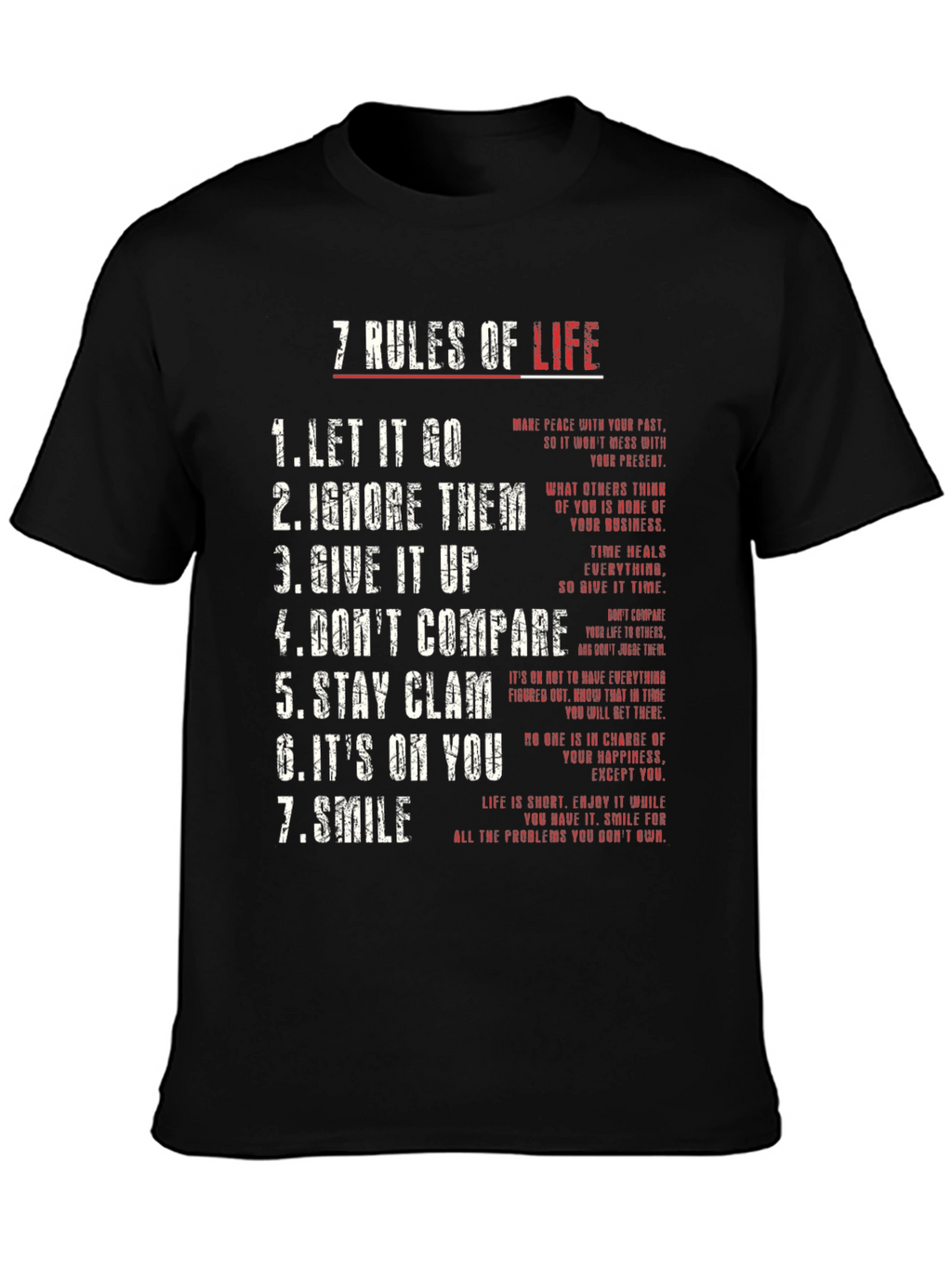 7 Rules of Life Graphic Tee - Motivational T-Shirt