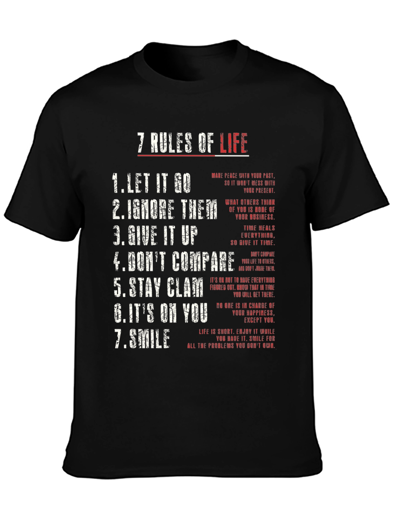 7 Rules of Life Graphic Tee - Motivational T-Shirt